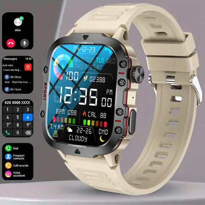 ⌚ Rugged Outdoor Smart Watch – HD Bluetooth Calling & 100+ Sports Modes