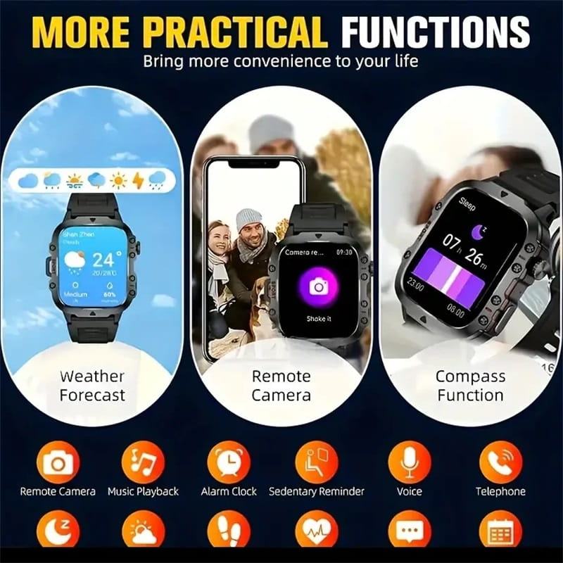⌚ Rugged Outdoor Smart Watch – HD Bluetooth Calling & 100+ Sports Modes