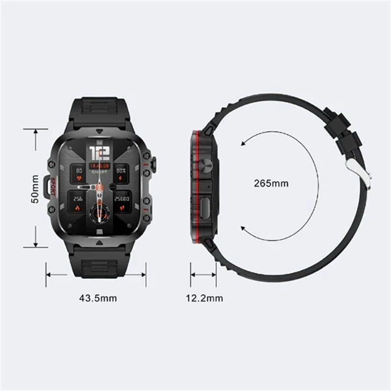 ⌚ Rugged Outdoor Smart Watch – HD Bluetooth Calling & 100+ Sports Modes