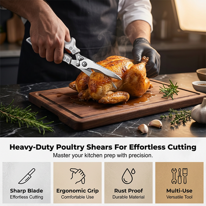 ✂️ 5-in-1 Kitchen Shears – Cut, Crack, Open & Scale With One Powerful Tool