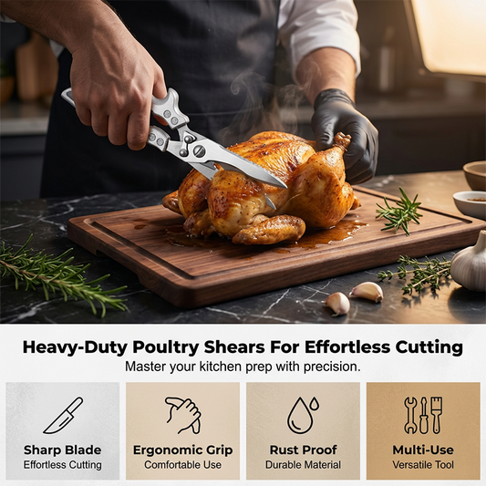 ✂️ 5-in-1 Kitchen Shears – Cut, Crack, Open & Scale With One Powerful Tool