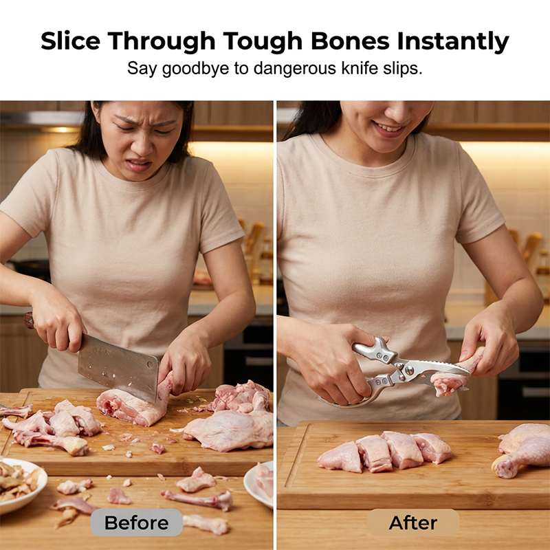 ✂️ 5-in-1 Kitchen Shears – Cut, Crack, Open & Scale With One Powerful Tool