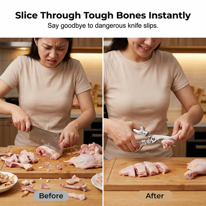 ✂️ 5-in-1 Kitchen Shears – Cut, Crack, Open & Scale With One Powerful Tool