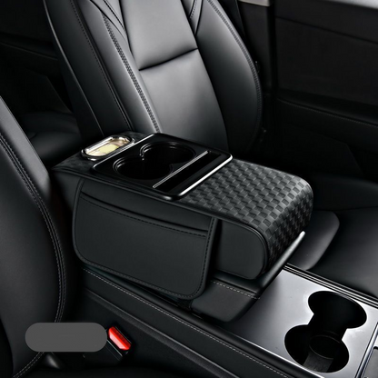 Car Armrest Cushion,5-in-1 Center Console Cover with 2 Storage Bags Cup Holder, Tissue Box Slot, Phone Slot for Sedans, Car Accessories Interior Organizers