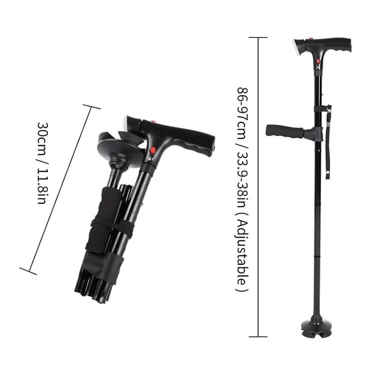 Multifunctional Folding Elderly Cane – Adjustable height, ergonomic grip